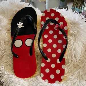 Mickey and Minnie flip flops